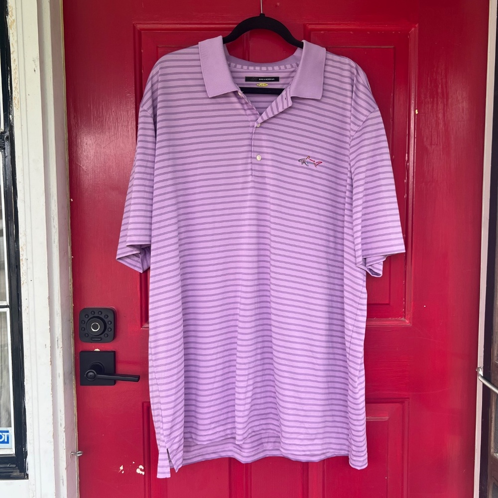 Greg Norman XXXL Golf Polo Purple Short Sleeve Stripes Summer